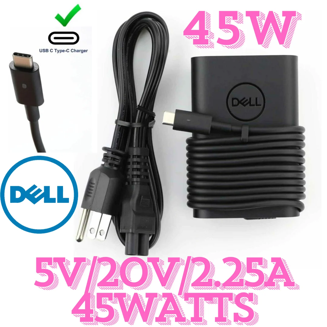 Cargador Dell USB-C Type-C 45W Original (5V–20V / 2.25A) | Compacto y Seguro | Envío en Guatemala