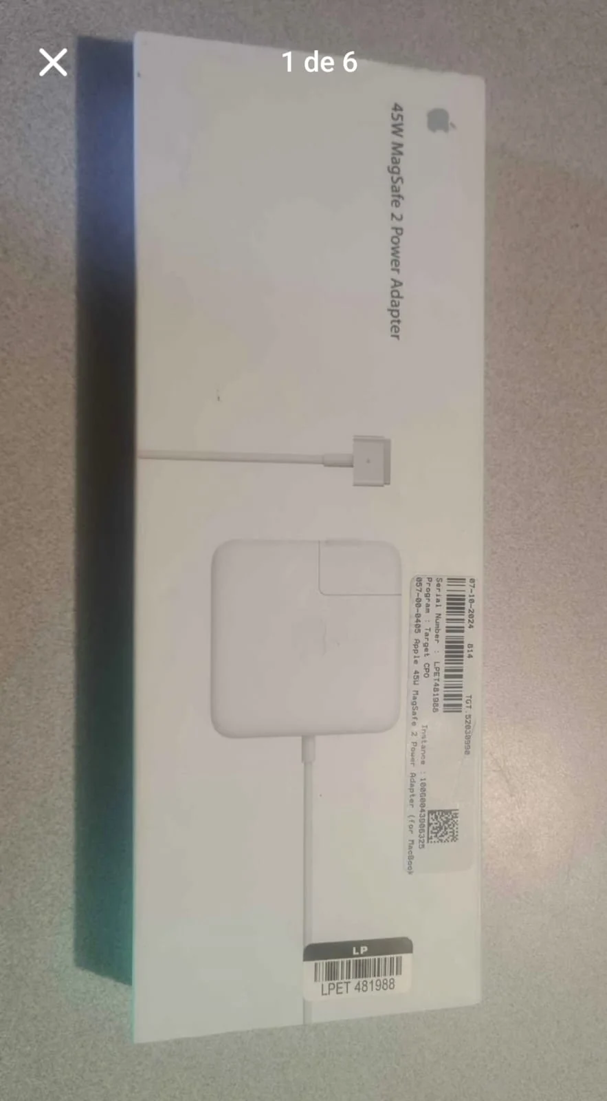 Cargador Apple MagSafe 2 de 45W para MacBook Air – Modelo A1436
