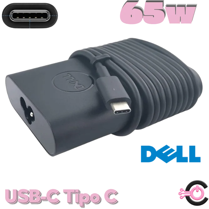Cargador DELL USB-C Tipo C 65W Original – Adaptador de Corriente para Laptop | Envío en Guatemala