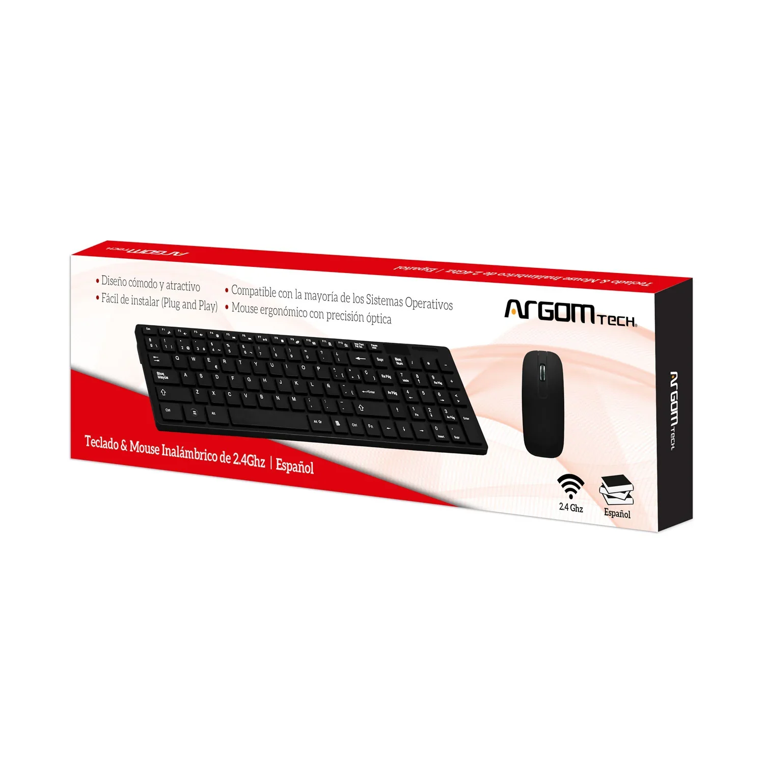 Combo clásico de teclado y ratón inalámbricos en español. ARG-KB-7436