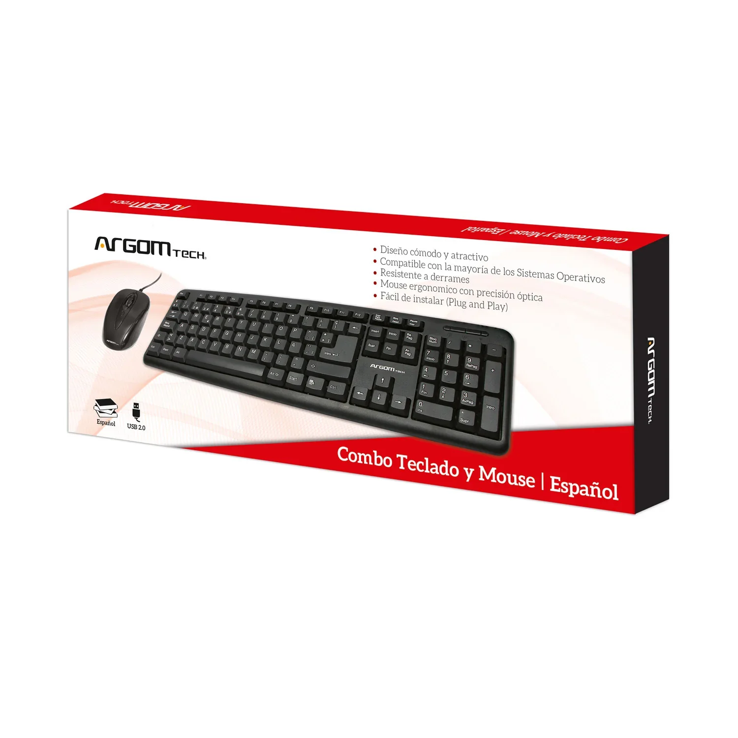 Combo clásico de teclado y ratón USB en español