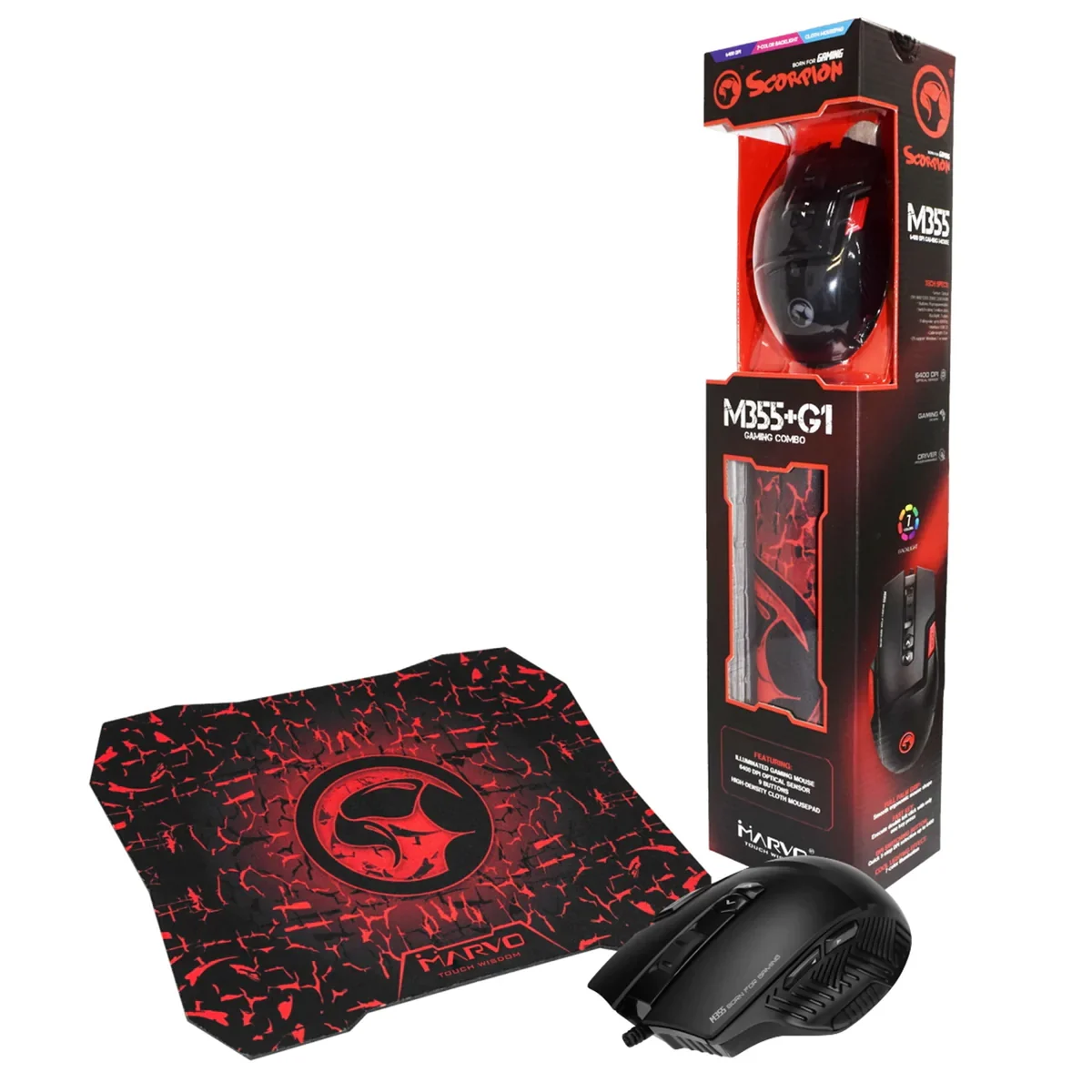 Combo GAMING MARVO M355+G1 Mouse M355+Mouse Pad G1