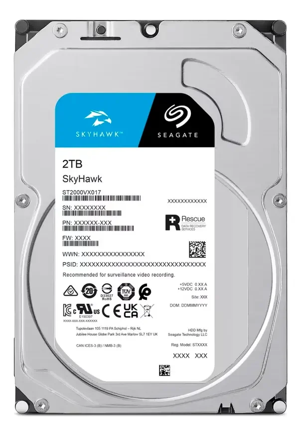 Disco duro interno Seagate Skyhawk SATA III de 2 TB ST2000VX017 negro