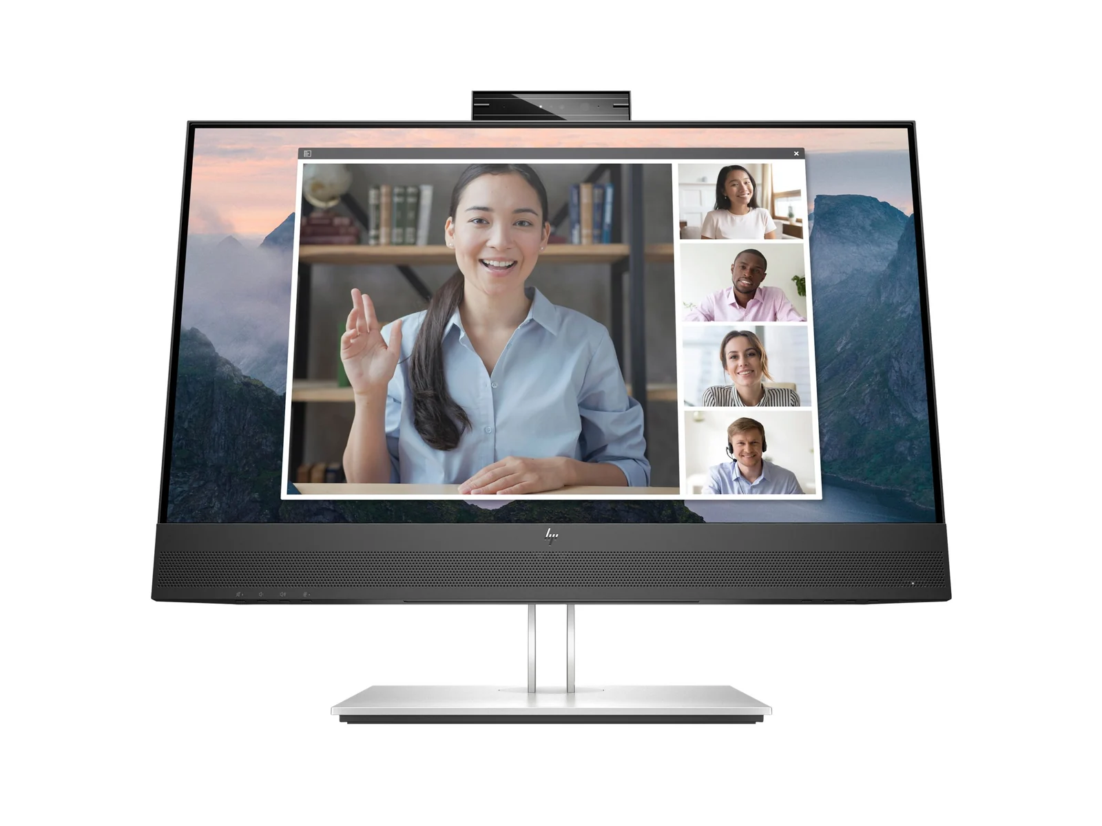 HP E24mv G4 Conferencing Monitor - E-Series - monitor LED - 23.8" - 1920 x 1080 Full HD (1080p) @ 60 Hz - IPS - 250 cd/m² - 1000:1 - 5 ms - HDMI, VGA, DisplayPort - altavoces - plata, cabezal negro