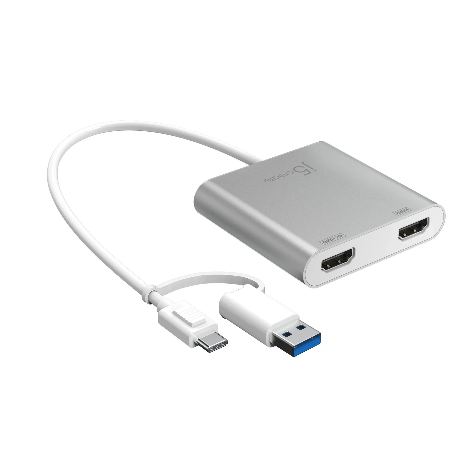 j5create Adaptador USB a HDMI - Cable USB 3.0 HDMI dual para múltiples monitores | 4K + 1080p | Compatible con Windows y macOS (JUA365) - Nombre de estilo Single