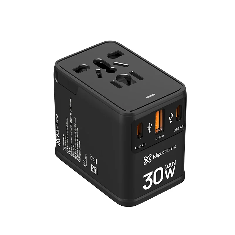 Klip Xtreme - Convertidor de potencia / cargador - 2500 vatios - 10 x USB tipo A de 4 pines / Alimentación / 2 x USB-C de 24 pines - Portátil / Macbooks / Notebook / Teléfono móvil / Tablet - Enchufe de pared - Para smartphones, tablets, dispositivos pequ