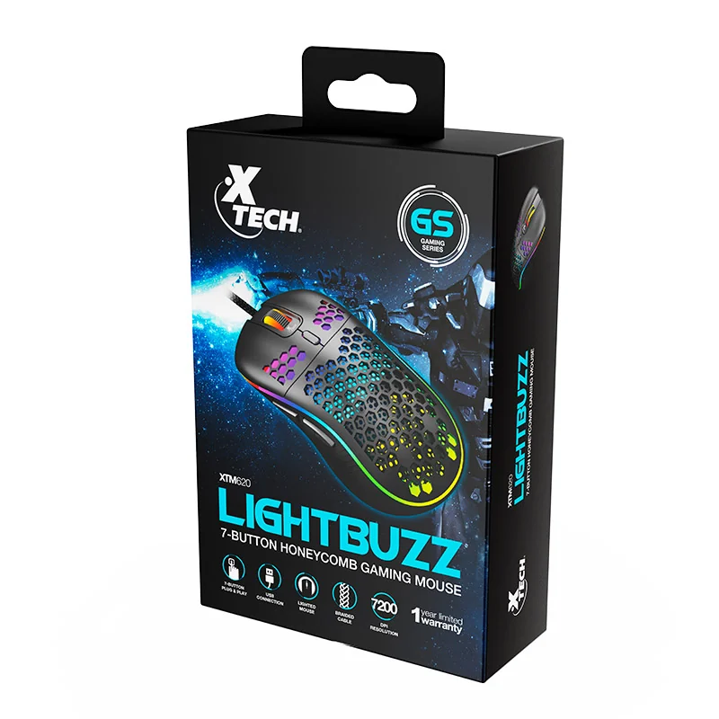 Lightbuzz | Ratón para juegos Honeycomb de 7 botones XTM-620