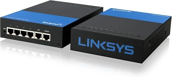 Linksys, Router Conmutador VPN Gigabit de 4 Puertos, 1000 Mbps, Color Negro/Azul