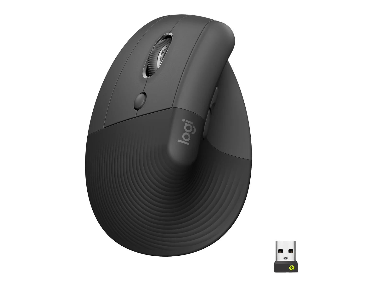 Logitech Lift Left Vertical Ergonomic Mouse - Ratón vertical - ergonómico - zurdo - 6 botones - inalámbrico - 2.4 GHz, Bluetooth - receptor de USB Logitech Logi Bolt - grafito