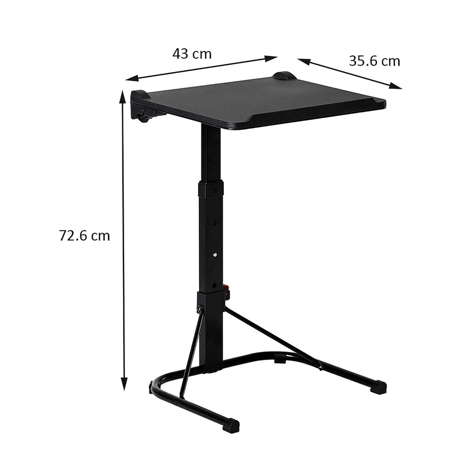 Mesa portátil ajustable plegable de plástico negro multipropósito para laptop y mesa de noche