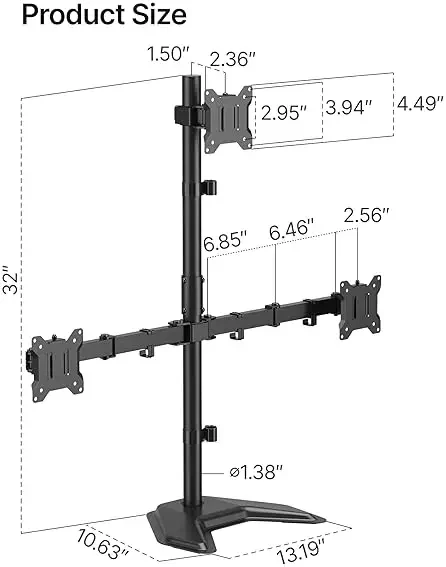 MONTEK Soporte triple ajustable para monitores 17-32" capacidad 22 lbs cada brazo