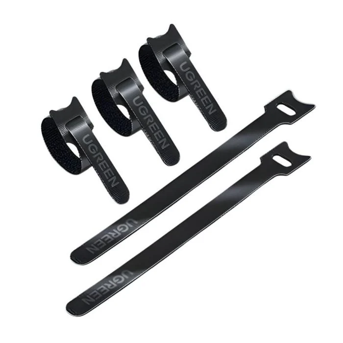 Organizador de Cables LP401 – 20 Unidades de Tiras de Velcro Reutilizables de Nailon 180x12 mm - Negro