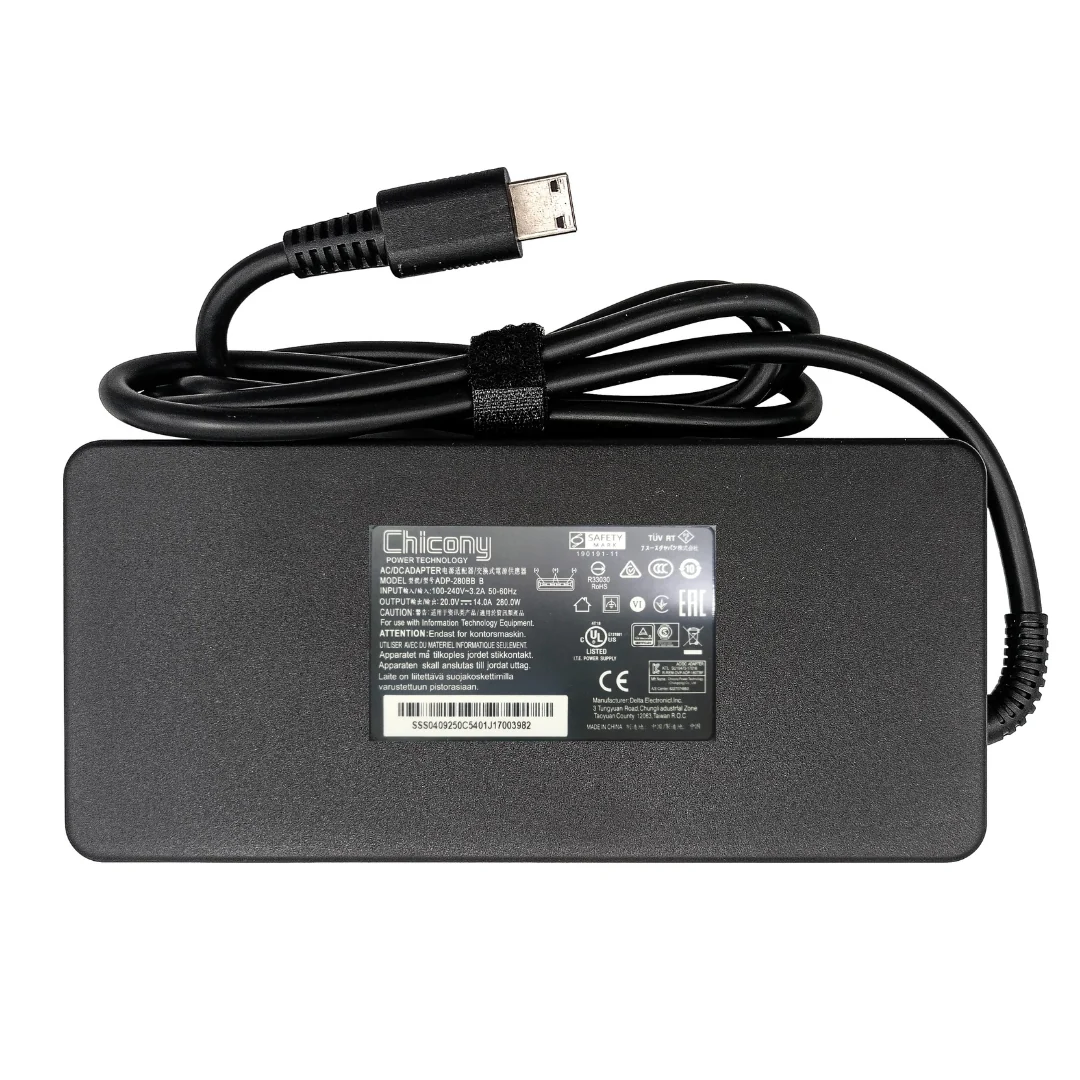 Cargador Original Chicony Delta 280W 20V 14A flat tip para ASUS MSI