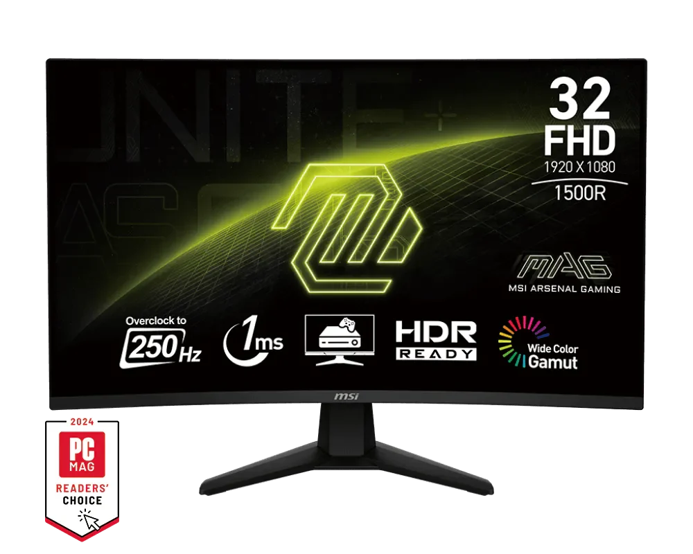 MSI, Monitor Gaming MAG 32C6X, 31.5″ FHD, VA, Curvo, 250Hz, 1ms, 9S6-3DD – 824142356647