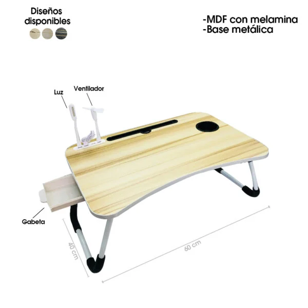 MESA P/COMPUTADORA 4 USB Y PORTA VASO DIS?OS MADERA 59.5X39.5X26CM 3964-1
