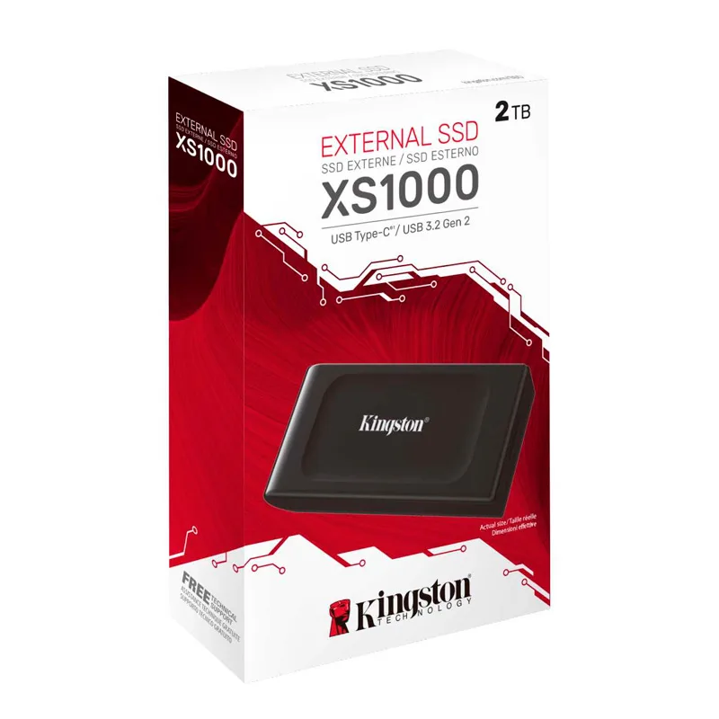 Unidad SSD Externa 3.2" 2TB Kingston XS1000/2000G Lectura 1050 MB/s