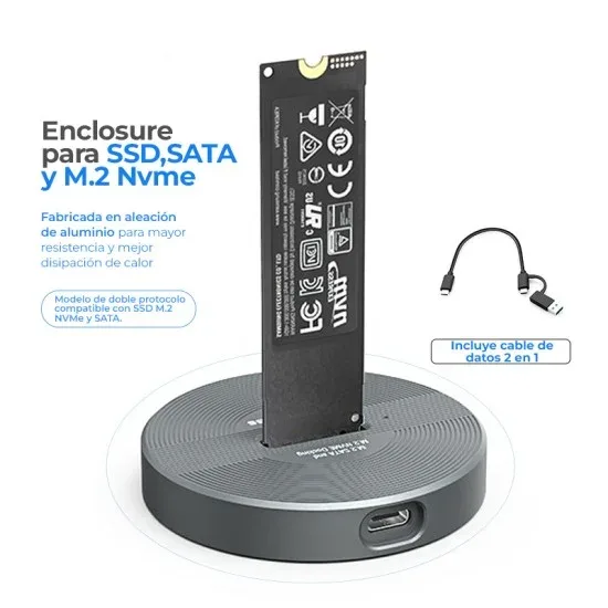 Enclosure para SSD M.2 NVMe / SATA