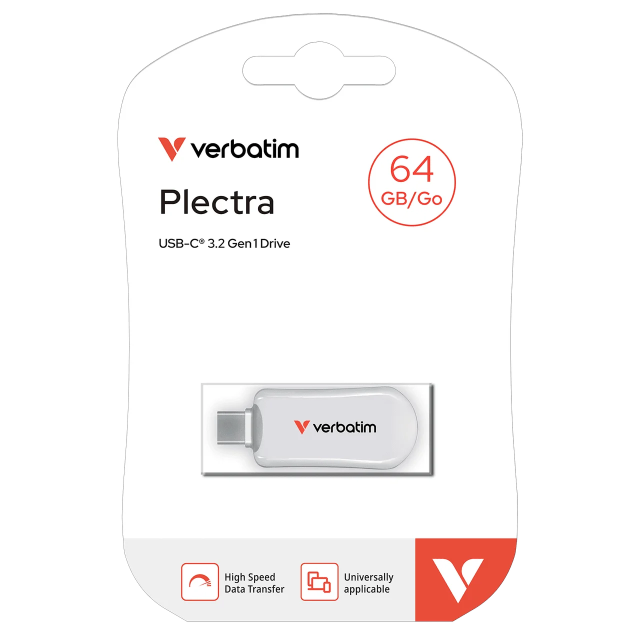 MEMORIA USB-C 3.2 VERBATIM PLECTRA 64GB BLANCO