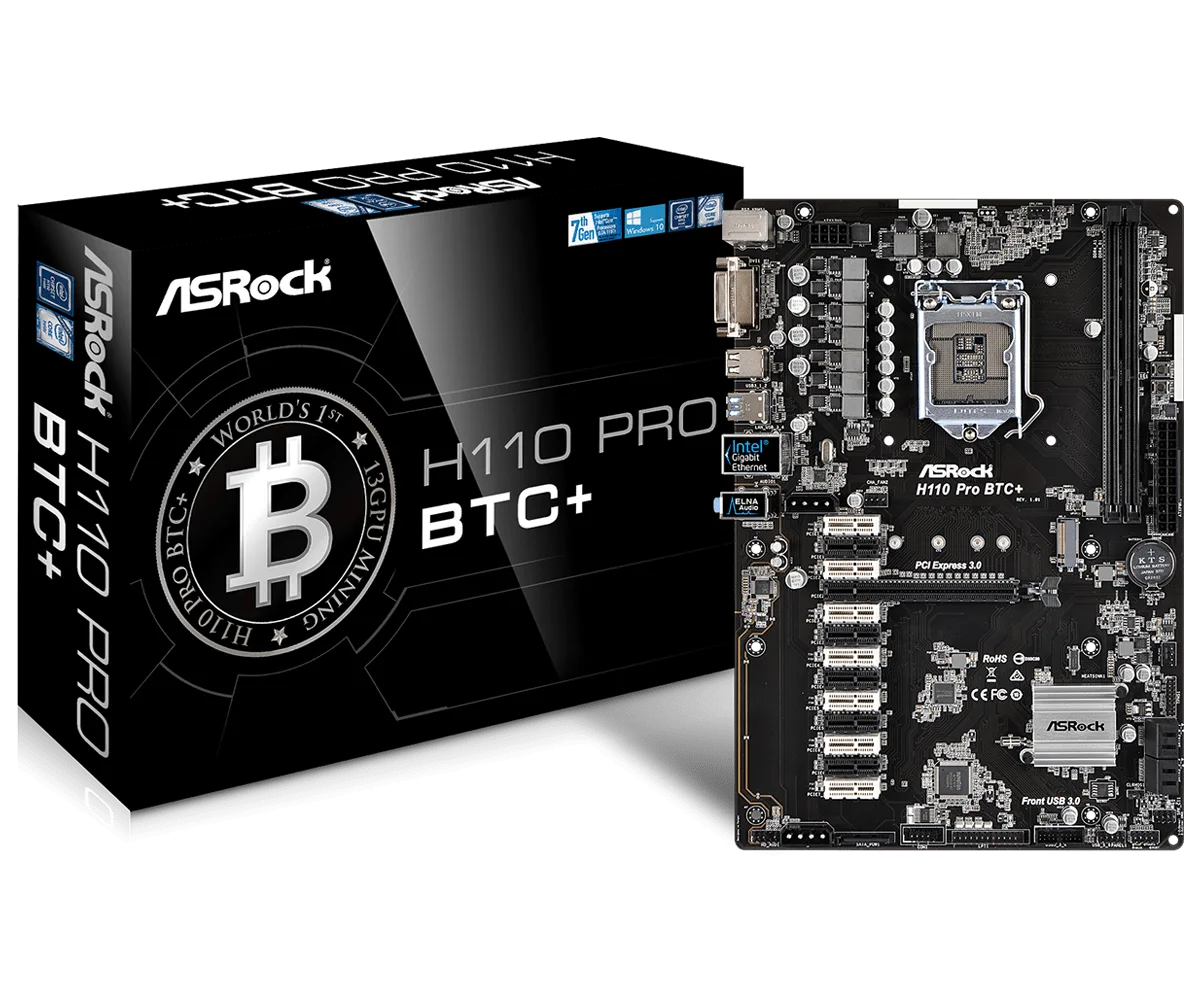 Motherboards H110 Pro BTC+ Soporta procesadores Intel Core i7 / i5 / i3 / Pentium® / Celeron de la séptima y sexta generación
