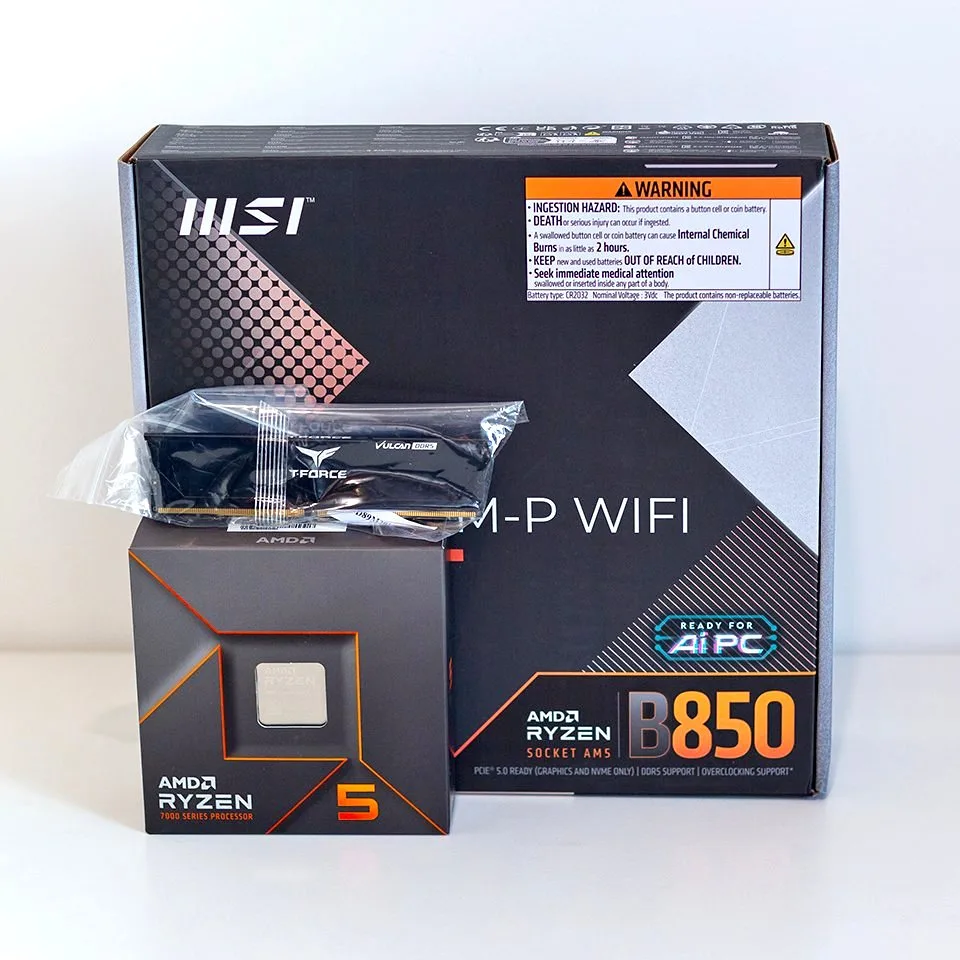 Combo Cool Ryzen 5 7600x + MSI pro B850m-p wifi + 16gb 6000mhz cl 38 Tforce