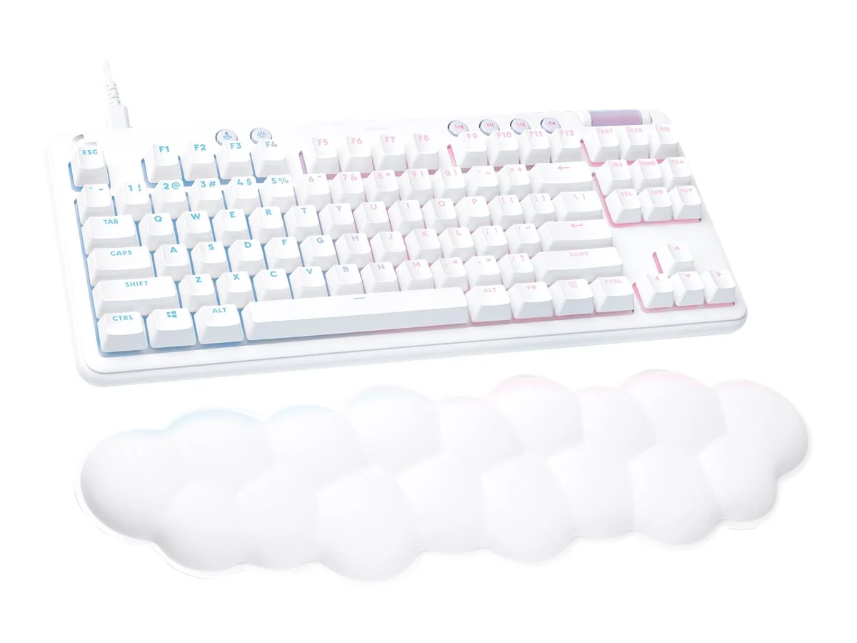 Teclado para juegos con cable Logitech G713, interruptores táctiles (GX Brown) y reposamanos para teclado, blanco niebla - Teclado - sin teclado numérico - retroiluminación - USB - interruptor: GX Brown Tactile