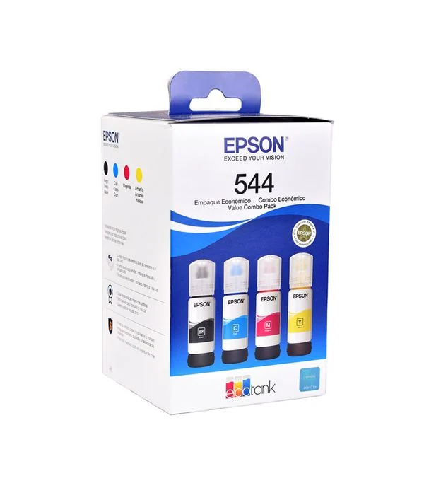 Kit de tintas Epson - Negro,Cyan, Magenta, Amarillo CUATRO(544) L1110 L1210 L1250 L3110 L3150 L3160 L3210 L3250 L3251 L3260 L3560 L5190 L5290 L5590