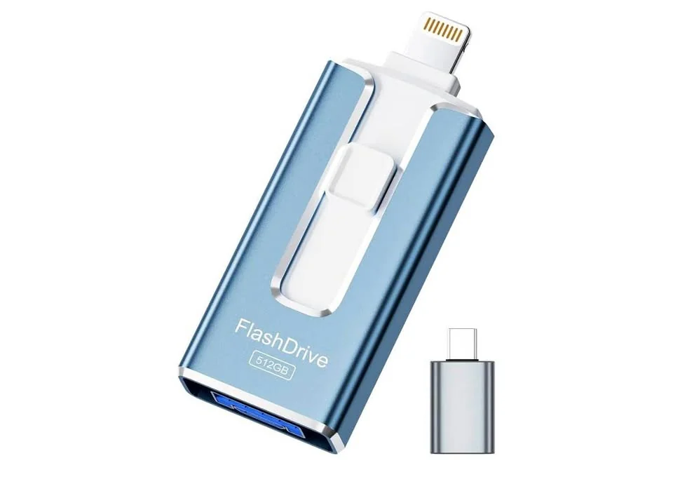 Unidad flash 512-GB con certificación MFi para iPhone/iPad/Android/PC