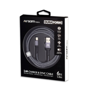 Cable USB a Type-C Argom 1.8m Forrado Negro ARG-CB-0025BK
