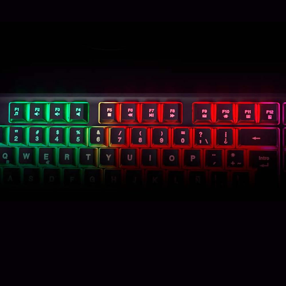 CHEVALIER Teclado alámbrico multimedia para videojuegos con iluminación de fondo LED multicolor XTK-505S-2