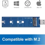 JESOT M. 2 al adaptador USB, llave B M. 2 SSD a USB 3.0 Lector, soporte para convertidor SATA NGFF SDD basado en SATA 2230 2242 2260 2280 No se necesita cable