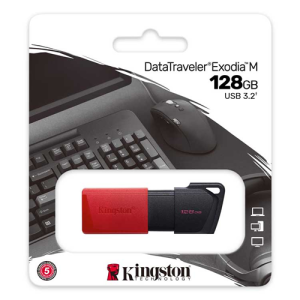 KINGSTON, Memoria usb de 128gb, DataTraveler Exodia M, USB 3.2″, DTXM/128GB, Roja/Negra – 740617326376
