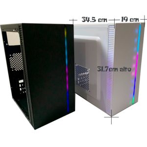 Case PC "Aurora" Blanco , M-ATX , RGB iluminacion