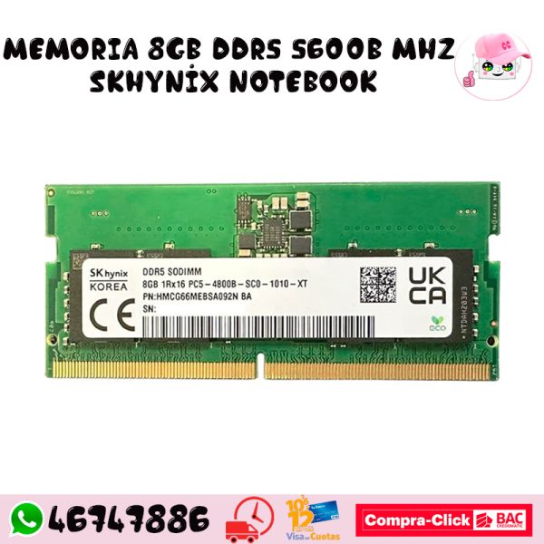 MEMORIA 8GB DDR5 5600B MHz SKhynix Notebook