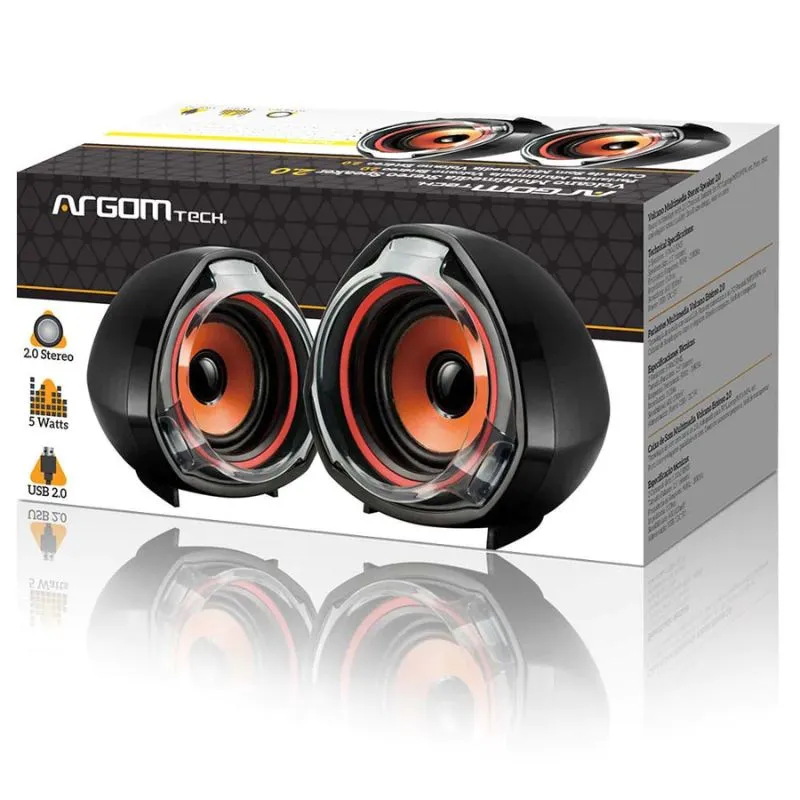 Bocina 2.0 Argom Volcano USB/3,5mm 5W Negro-Rojo