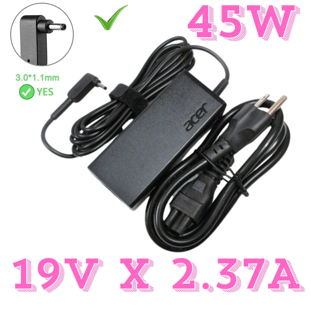 Cargador Acer Aspire Punta Fina 19V 2.37A 45W Original para Laptop | Envíos en Guatemala