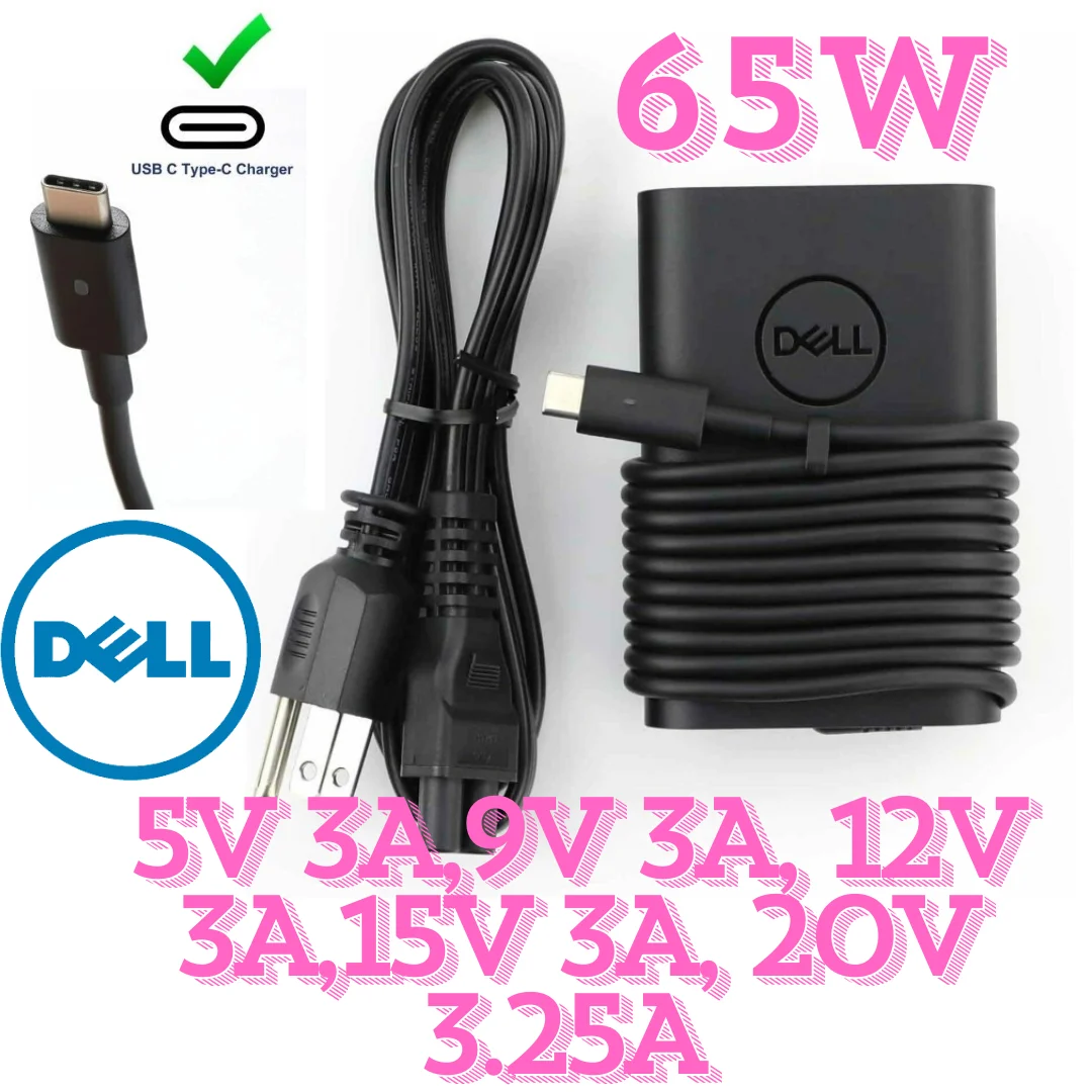 Cargador DELL USB-C Tipo C 65W Original – Adaptador de Corriente para Laptop | Envío en Guatemala