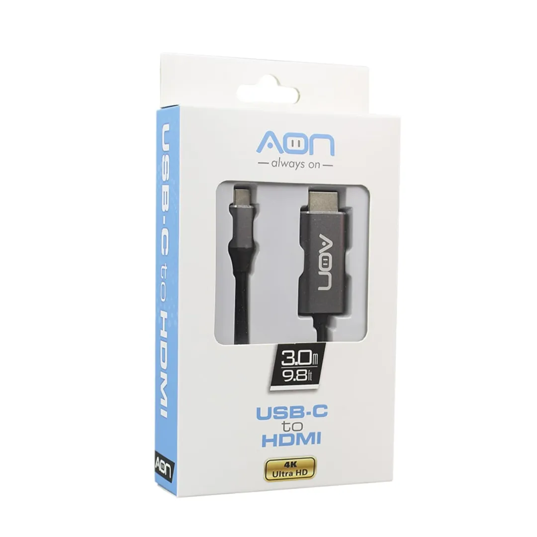 Cable USB-C a HDMI AON AO-CB-2102 4K 3 Metros Negro