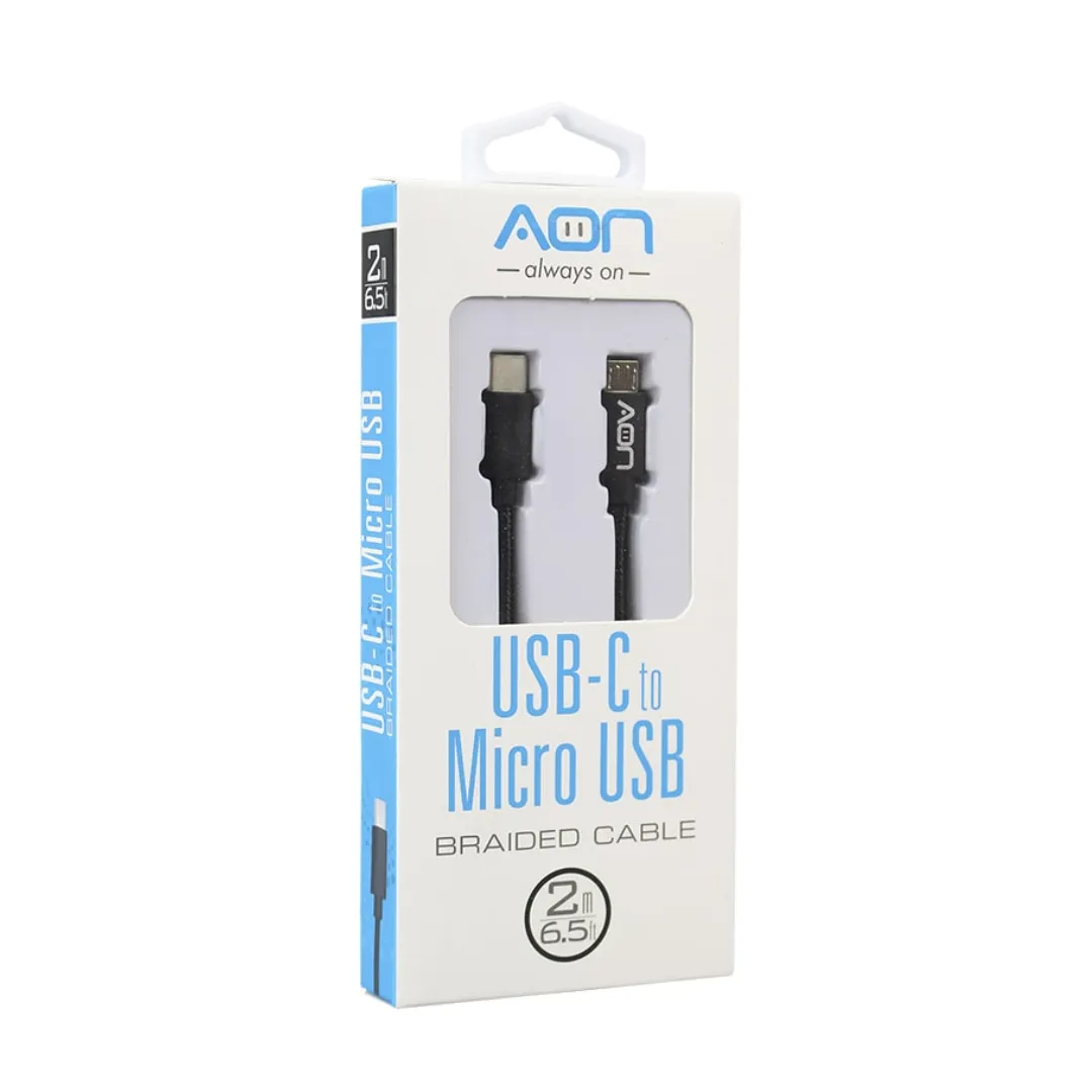 Cable USB-C a Micro USB AON AO-CB-6010 2 Metros Negro