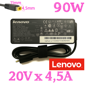 cargador Lenovo 90W conector rectangular punta amarilla