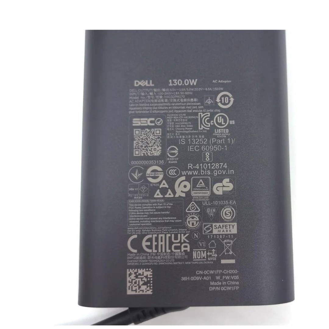 Cargador Dell USB-C 130W Original – Compatible con XPS 15 XPS 17 Precision | Envíos en Guatemala