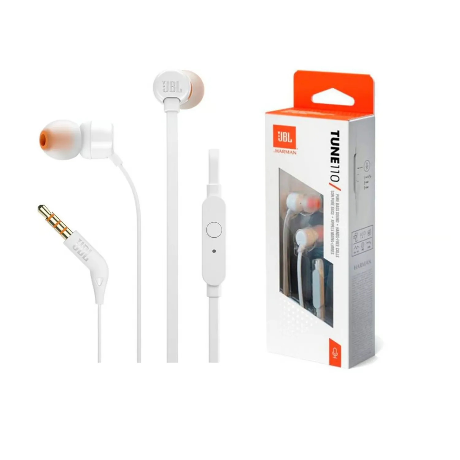 JBL T110 – Auriculares internos con micro – en oreja blanca
