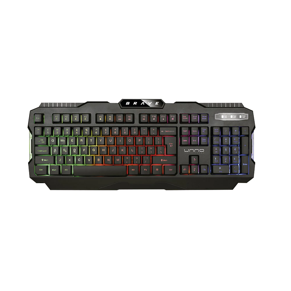 TECLADO USB GAMING CON 104 TECLAS CON ILUMINACION RGB UNNO KB6781BK