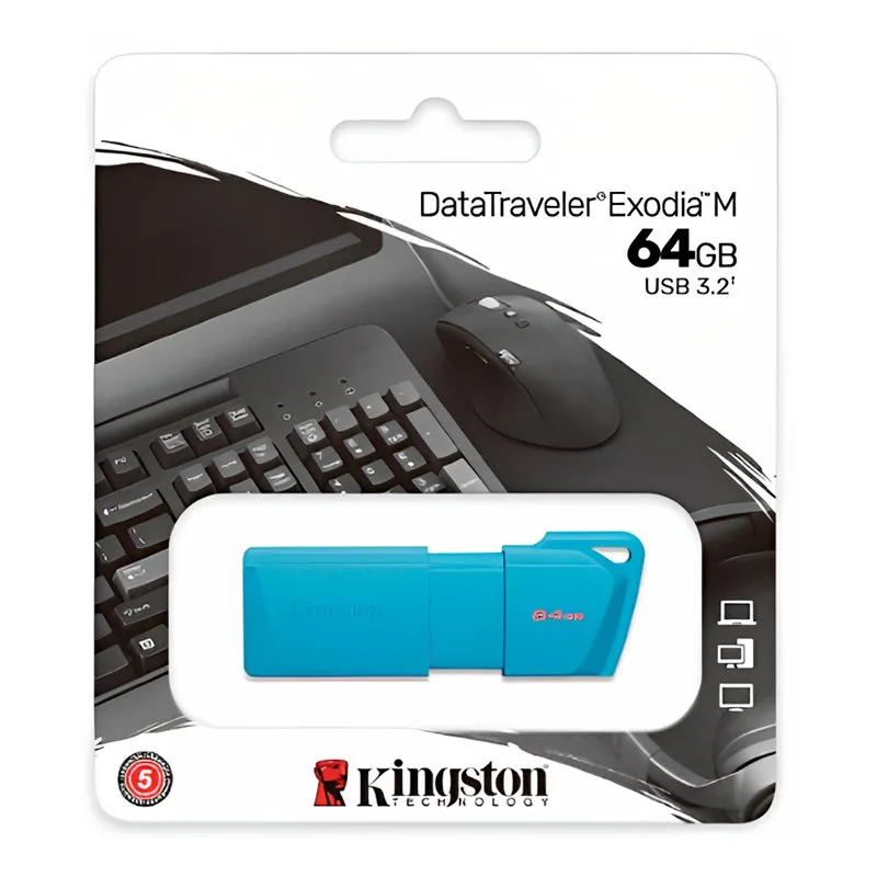 Memoria USB Kingston 64GB DataTraveler Exodia M 3.2 Neon Azul