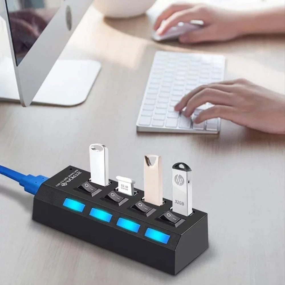 USB Hub 4 Puertos CON SWICTH