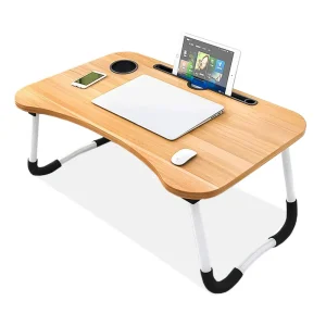 Mesa Plegable Portátil Notebook Multifuncional Cama Madera Oscuro