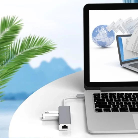 Adaptador Rj45 a USB C + 3 puertos USB