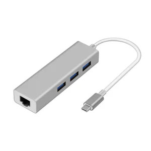 Adaptador USB-C a USB, RJ45 AON AO-AD-1010 Macho-Hembra Plateado