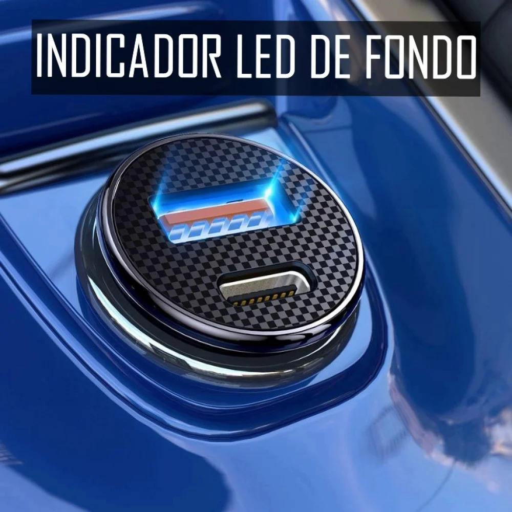 Cargador para carro de Carga rápida tipo C + USB