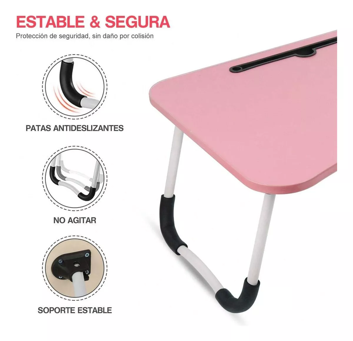 Mesa Plegable Portátil Para Laptop/cama Multiusos Escritorio Color Coral Claro