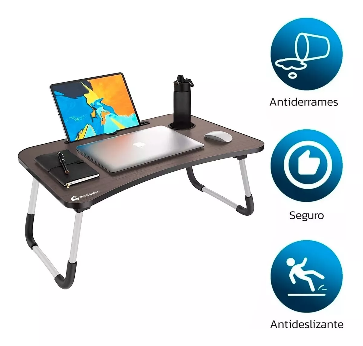 Mesa Plegable Portátil Para Laptop/cama Multiusos Escritorio negro